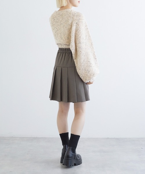 w closet(ダブルクローゼット)の「【SETアイテム】つぶつぶMIXボレロ+キャミ(カーディガン/ボレロ・レディース・ベージュ/キナリ/グレー/ブルー・FREE)」の6枚目の写真