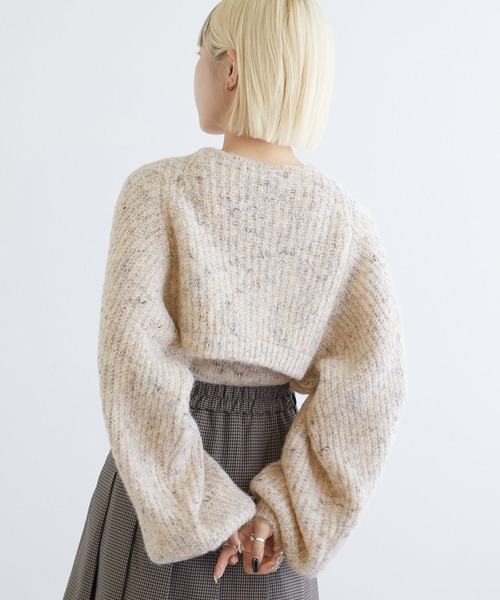 w closet(ダブルクローゼット)の「【SETアイテム】つぶつぶMIXボレロ+キャミ(カーディガン/ボレロ・レディース・ベージュ/キナリ/グレー/ブルー・FREE)」の7枚目の写真
