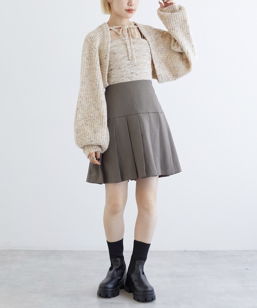w closet(ダブルクローゼット)の「【SETアイテム】つぶつぶMIXボレロ+キャミ(カーディガン/ボレロ・レディース・ベージュ/キナリ/グレー/ブルー・FREE)」の8枚目の写真