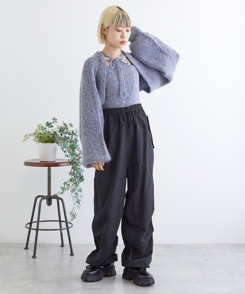 w closet(ダブルクローゼット)の「【SETアイテム】つぶつぶMIXボレロ+キャミ(カーディガン/ボレロ・レディース・ベージュ/キナリ/グレー/ブルー・FREE)」の13枚目の写真