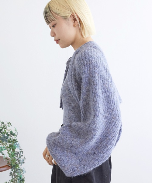 w closet(ダブルクローゼット)の「【SETアイテム】つぶつぶMIXボレロ+キャミ(カーディガン/ボレロ・レディース・ベージュ/キナリ/グレー/ブルー・FREE)」の14枚目の写真
