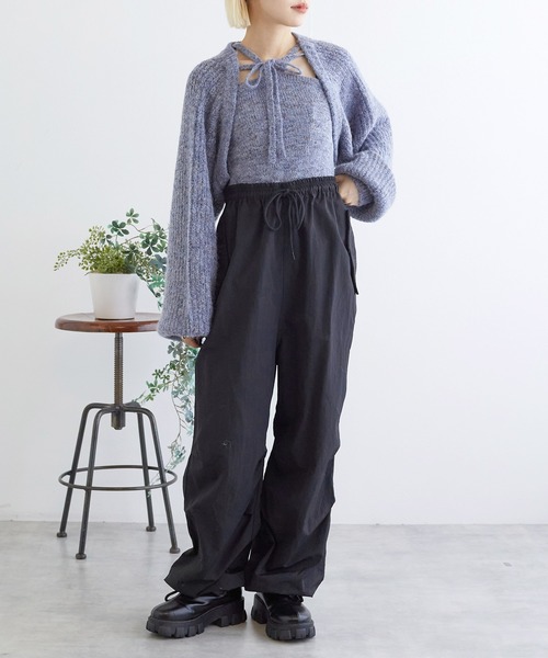 w closet(ダブルクローゼット)の「【SETアイテム】つぶつぶMIXボレロ+キャミ(カーディガン/ボレロ・レディース・ベージュ/キナリ/グレー/ブルー・FREE)」の17枚目の写真