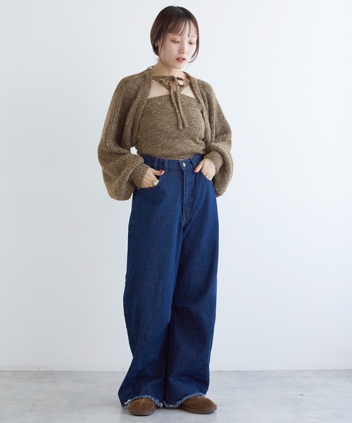 w closet(ダブルクローゼット)の「【SETアイテム】つぶつぶMIXボレロ+キャミ(カーディガン/ボレロ・レディース・ベージュ/キナリ/グレー/ブルー・FREE)」の20枚目の写真