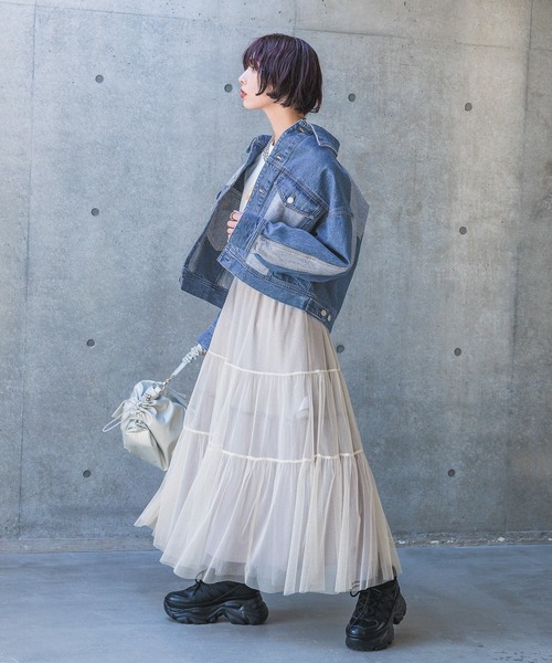 PAGEBOY（ページボーイ）の「レイヤードチュールスカート（スカート・レディース・ホワイト/グレー/ブラック・FREE）」の10枚目の写真