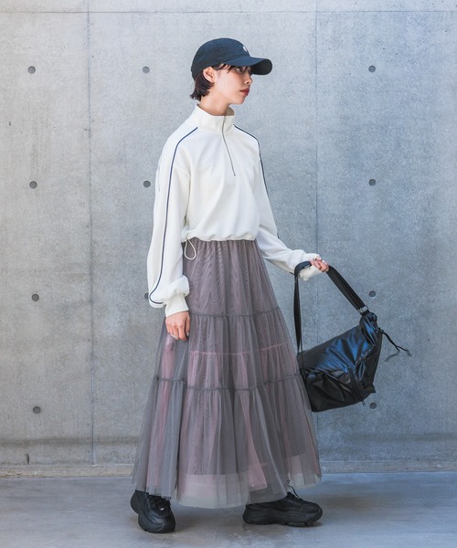 PAGEBOY（ページボーイ）の「レイヤードチュールスカート（スカート・レディース・ホワイト/グレー/ブラック・FREE）」の4枚目の写真