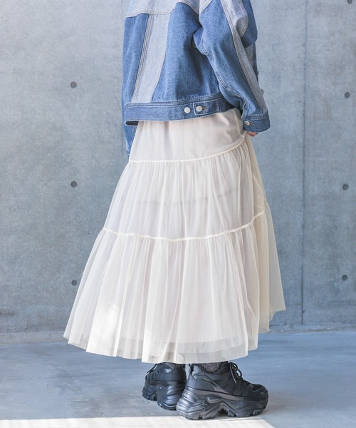 PAGEBOY（ページボーイ）の「レイヤードチュールスカート（スカート・レディース・ホワイト/グレー/ブラック・FREE）」の16枚目の写真