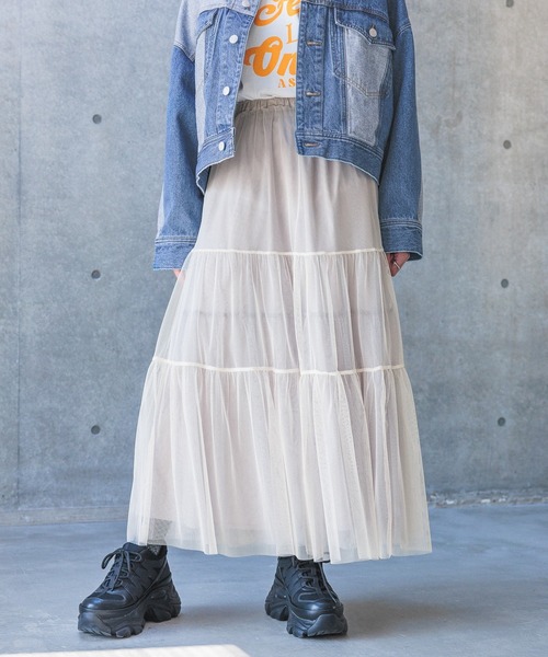 PAGEBOY（ページボーイ）の「レイヤードチュールスカート（スカート・レディース・ホワイト/グレー/ブラック・FREE）」の17枚目の写真