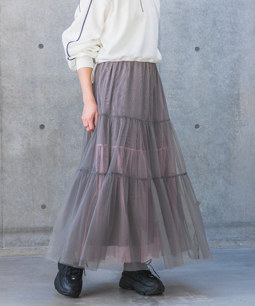 PAGEBOY（ページボーイ）の「レイヤードチュールスカート（スカート・レディース・ホワイト/グレー/ブラック・FREE）」の13枚目の写真