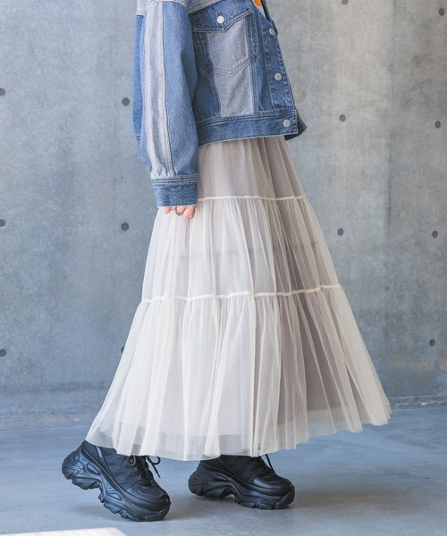 PAGEBOY（ページボーイ）の「レイヤードチュールスカート（スカート・レディース・ホワイト/グレー/ブラック・FREE）」の21枚目の写真