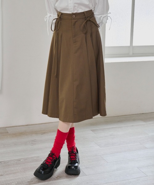 idem(イデム)の「2way ribbon belt skirt/ウエストリボンタックスカート(スカート・レディース・グレー/ベージュ/ブラック/ブラウン/ネイビー/その他1・FREE)」の22枚目の写真