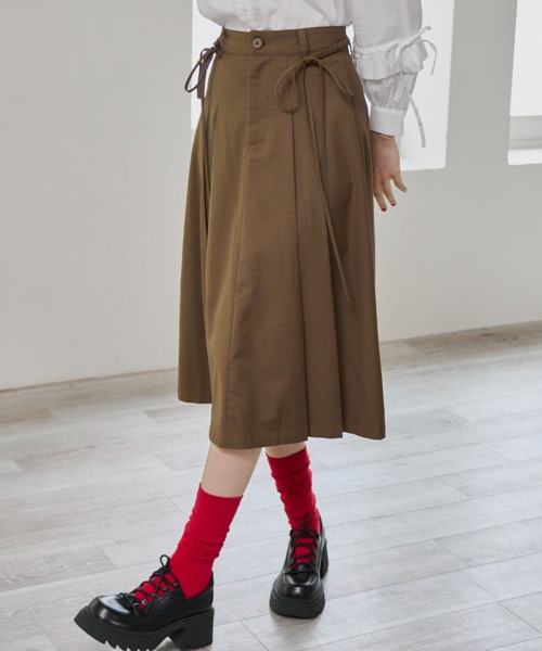 ROSSO ウエストリボンタックスカート セール】2way ribbon belt skirt/ウエストリボンタックスカート