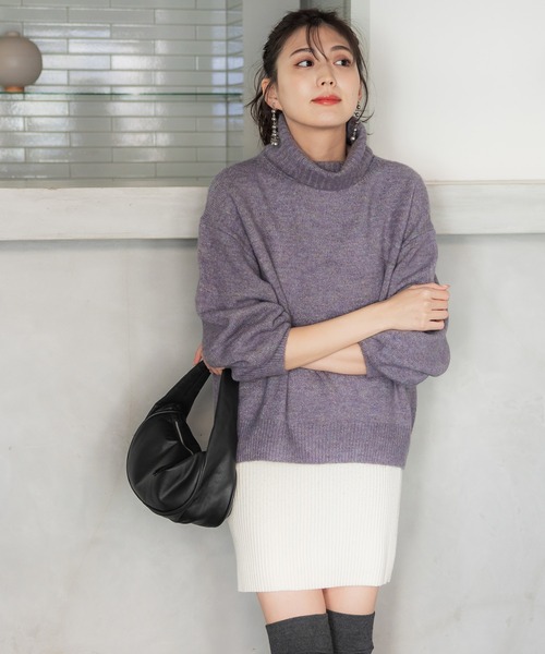 coca（coca）（コカ）の「ヤク風タートルネックニットトップス（ニット/セーター・レディース・イエロー/パープル/ベージュ/チャコール・M/L）」の15枚目の写真