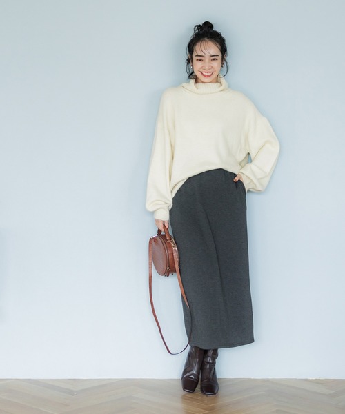 coca（coca）（コカ）の「ヤク風タートルネックニットトップス（ニット/セーター・レディース・イエロー/パープル/ベージュ/チャコール・M/L）」の7枚目の写真