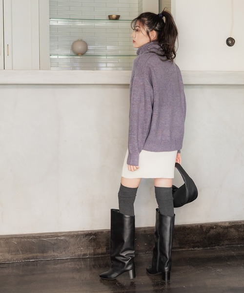 coca（coca）（コカ）の「ヤク風タートルネックニットトップス（ニット/セーター・レディース・イエロー/パープル/ベージュ/チャコール・M/L）」の16枚目の写真