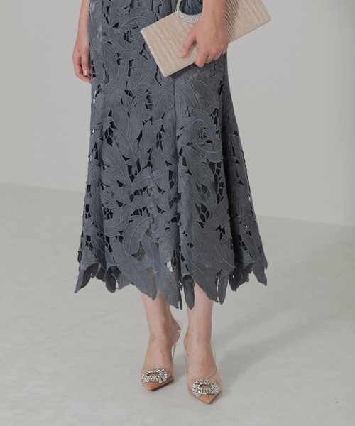 LEJA】マルチパフスリーブボレロ付きレース裾スカラップ加工マーメイド