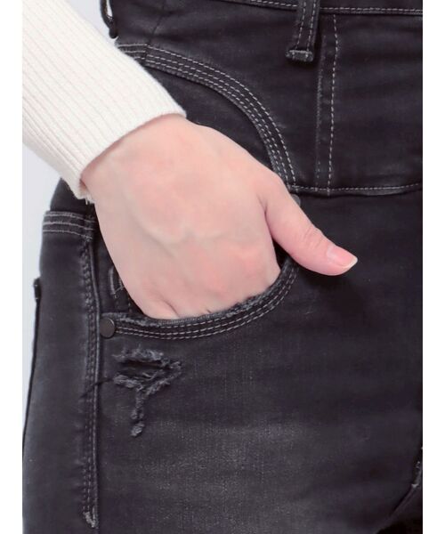 EMODA（エモダ）の「スーパーハイウエストフレアパギンス（デニムパンツ・レディース・ブラック/インディゴブルー・MEDIUM/SMALL/X-SMALL）」の20枚目の写真