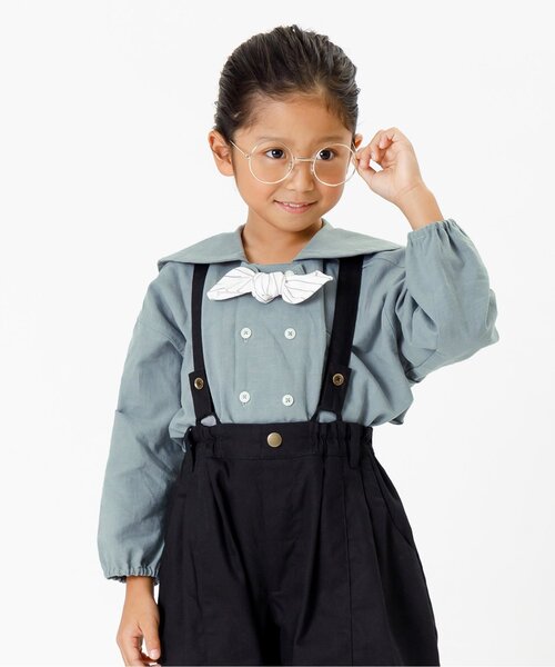 Ampersand（アンパサンド）の「premier 蝶ネクタイ付きセーラートップス（シャツ/ブラウス・キッズ・サックスブルー/ベージュ・80/140/110/130/120/100/90）」の2枚目の写真