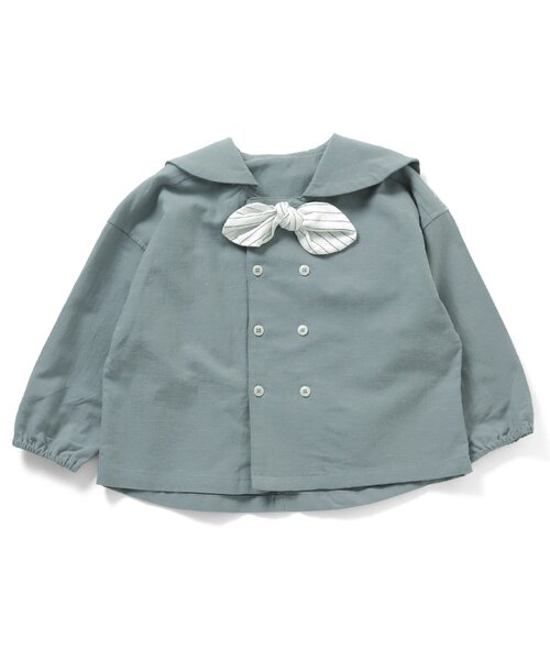 Ampersand（アンパサンド）の「premier 蝶ネクタイ付きセーラートップス（シャツ/ブラウス・キッズ・サックスブルー/ベージュ・80/140/110/130/120/100/90）」の13枚目の写真