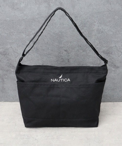 NAUTICA(ノーティカ)の「12オンス 大容量 帆布 キャンバス ビッグショルダーバッグ(ショルダーバッグ・メンズ・ブラック/オフホワイト・FREE)」の4枚目の写真