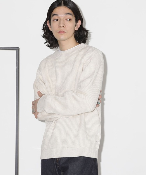 NANO universe（ナノユニバース）の「ウールミックス両畔クルーネックニット（ニット/セーター・メンズ・ネイビー/ブラック/オフホワイト・M/L）」の13枚目の写真