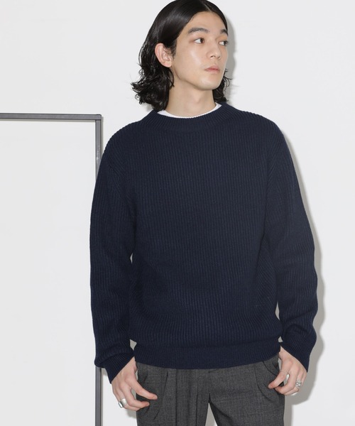 NANO universe（ナノユニバース）の「ウールミックス両畔クルーネックニット（ニット/セーター・メンズ・ネイビー/ブラック/オフホワイト・M/L）」の5枚目の写真