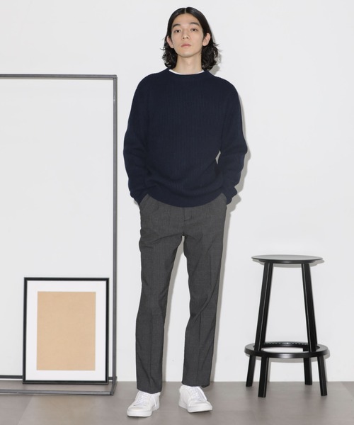 NANO universe（ナノユニバース）の「ウールミックス両畔クルーネックニット（ニット/セーター・メンズ・ネイビー/ブラック/オフホワイト・M/L）」の8枚目の写真