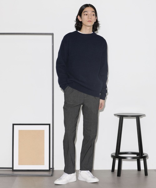 NANO universe（ナノユニバース）の「ウールミックス両畔クルーネックニット（ニット/セーター・メンズ・ネイビー/ブラック/オフホワイト・M/L）」の9枚目の写真