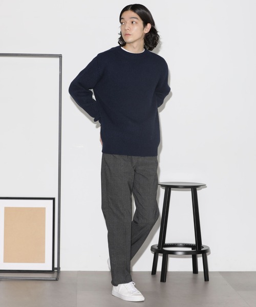 NANO universe（ナノユニバース）の「ウールミックス両畔クルーネックニット（ニット/セーター・メンズ・ネイビー/ブラック/オフホワイト・M/L）」の10枚目の写真
