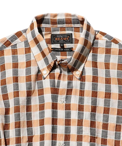 BEAMS PLUS（ビームスプラス）の「BEAMS PLUS / パナマ チェック オープンカラー ボタンダウン シャツ（シャツ/ブラウス・メンズ・ブルー/オレンジ/グリーン・XL/S/M/L）」の12枚目の写真