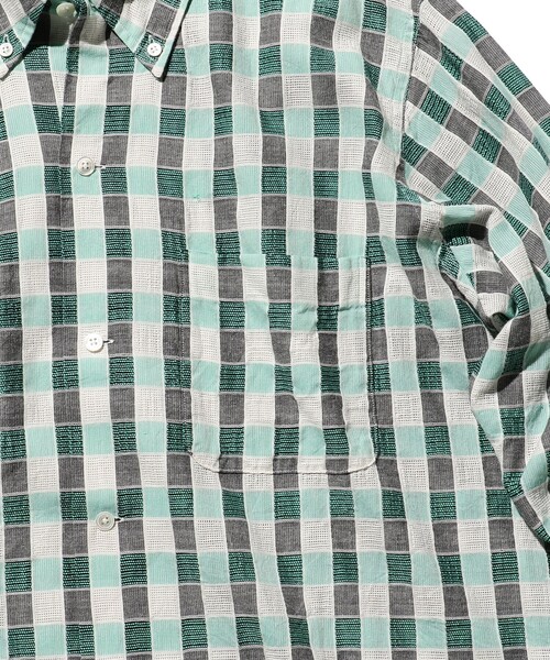 BEAMS PLUS（ビームスプラス）の「BEAMS PLUS / パナマ チェック オープンカラー ボタンダウン シャツ（シャツ/ブラウス・メンズ・ブルー/オレンジ/グリーン・XL/S/M/L）」の18枚目の写真