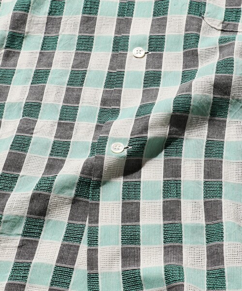 BEAMS PLUS（ビームスプラス）の「BEAMS PLUS / パナマ チェック オープンカラー ボタンダウン シャツ（シャツ/ブラウス・メンズ・ブルー/オレンジ/グリーン・XL/S/M/L）」の20枚目の写真