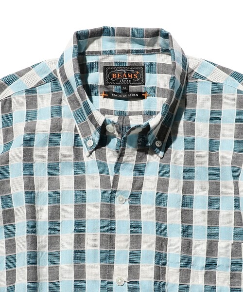 BEAMS PLUS（ビームスプラス）の「BEAMS PLUS / パナマ チェック オープンカラー ボタンダウン シャツ（シャツ/ブラウス・メンズ・ブルー/オレンジ/グリーン・XL/S/M/L）」の22枚目の写真