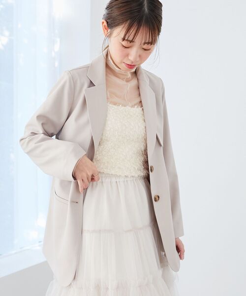 MAJESTIC LEGON（マジェスティックレゴン）の「チェーンベルトセットジャケット（テーラードジャケット・レディース・ブラック/ベージュ/グレー・MEDIUM）」の3枚目の写真