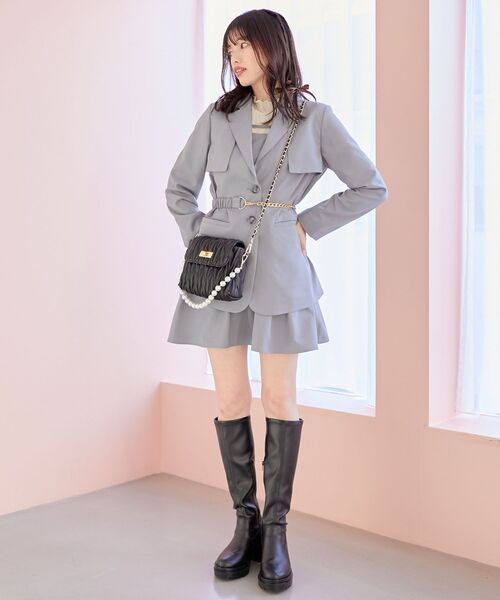 MAJESTIC LEGON（マジェスティックレゴン）の「チェーンベルトセットジャケット（テーラードジャケット・レディース・ブラック/ベージュ/グレー・MEDIUM）」の20枚目の写真