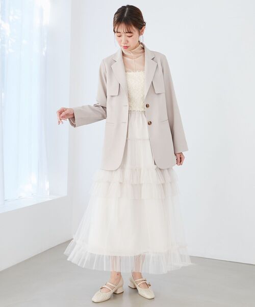 MAJESTIC LEGON（マジェスティックレゴン）の「チェーンベルトセットジャケット（テーラードジャケット・レディース・ブラック/ベージュ/グレー・MEDIUM）」の9枚目の写真
