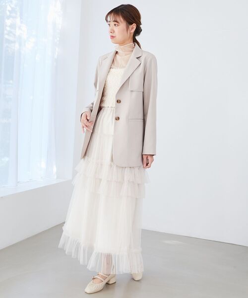 MAJESTIC LEGON（マジェスティックレゴン）の「チェーンベルトセットジャケット（テーラードジャケット・レディース・ブラック/ベージュ/グレー・MEDIUM）」の10枚目の写真