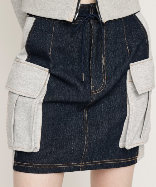 SLY（スライ）の「COMBI CUT S/SK コンビ カット ショートスカート（スカート・レディース・グレー/ブラック/アイボリー・2/1）」の3枚目の写真