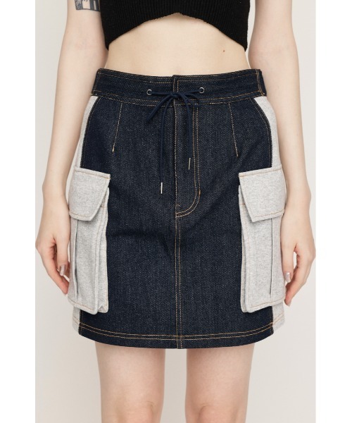 SLY（スライ）の「COMBI CUT S/SK コンビ カット ショートスカート（スカート・レディース・グレー/ブラック/アイボリー・2/1）」の6枚目の写真