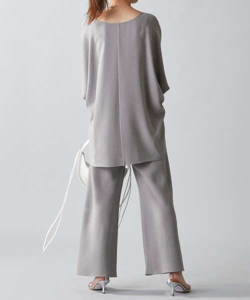 美品＊プルミエアロンディスモン バンドカラー長袖ブラウス 36 グレー系 とろみ プルミエアロンディスモン バンドカラー とろみオーバーブラウス