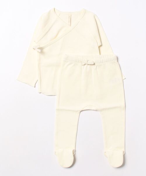【セール】【Bs】【it】【Quincy Mae】WRAP TOP + FOOTED PANT SET | IVORY（その他ベビー用品）｜Quincy Mae（クインシーメイ）