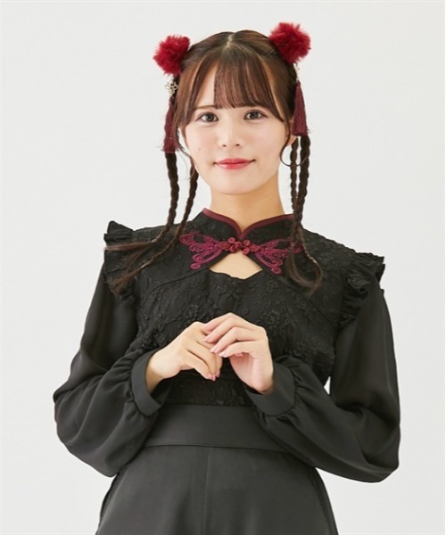和柄　華蝶鶴  ozzonコルセット　和チャイナ　ブルー　ブラック　紙タグ有 和柄 華蝶鶴 ozzonコルセット 和チャイナ ブルー ブラック 紙タグ有