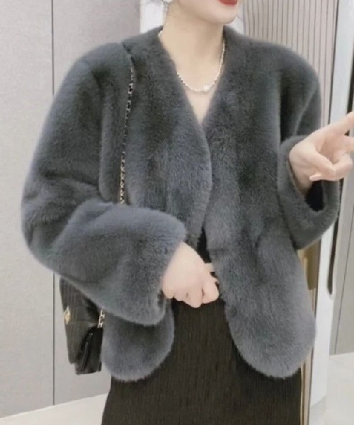 高級 極美品 Harrods ハロッズ レッキスファーカーディガン 毛皮 羽織り r04a015_10.jpg