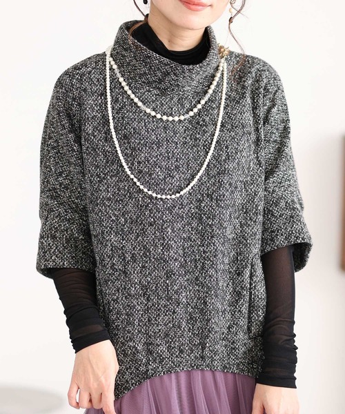 Sawa a la mode(サワアラモード)の「重ね着が楽しくなるレイヤードトップス(Tシャツ/カットソー・レディース・ブラウン/ダークグレー・FREE)」の2枚目の写真