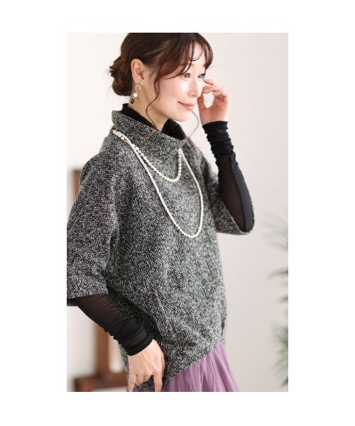 Sawa a la mode(サワアラモード)の「重ね着が楽しくなるレイヤードトップス(Tシャツ/カットソー・レディース・ブラウン/ダークグレー・FREE)」の4枚目の写真