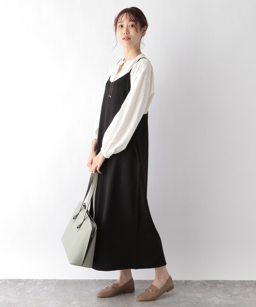 GLOBAL WORK(グローバルワーク)の「スゴラクストレッチキャミワンピーススウェット2点セット/986453(ワンピース・レディース・アイボリー/杢グレー・FREE)」の10枚目の写真