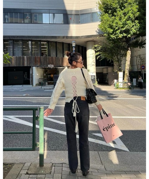 epine（エピヌ）の「back lace up cable knit（ニット/セーター）」 - WEAR