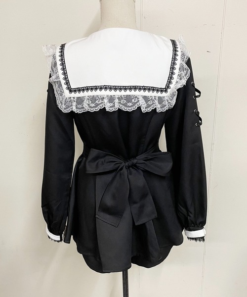 MA*RS(アメーバーマーズ)の「【二点セット】クロス刺繍セーラーセットアップ(ワンピース・レディース・ブラック×ホワイト/ブラック・FREE)」の15枚目の写真