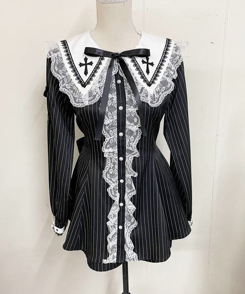 MA*RS(アメーバーマーズ)の「【二点セット】クロス刺繍セーラーセットアップ(ワンピース・レディース・ブラック×ホワイト/ブラック・FREE)」の19枚目の写真