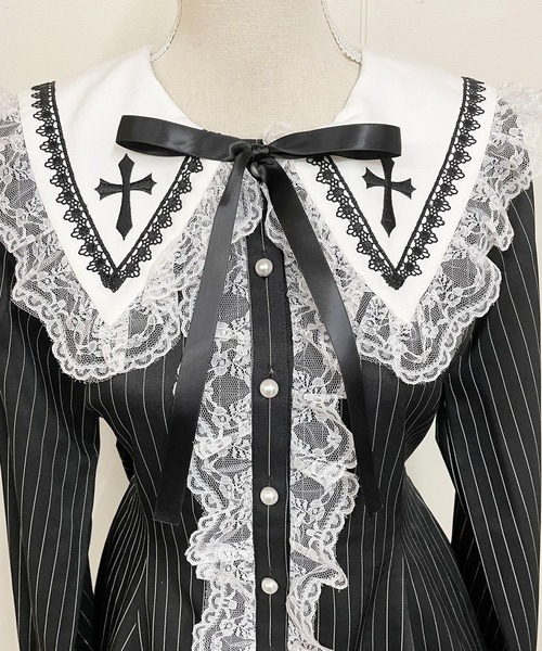 MA*RS(アメーバーマーズ)の「【二点セット】クロス刺繍セーラーセットアップ(ワンピース・レディース・ブラック×ホワイト/ブラック・FREE)」の20枚目の写真