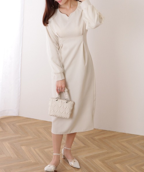 Lace Ladies(レースレディース)の「チュール レイヤード キーネック ロング ワンピース(ワンピース・レディース・ブラック/アイボリー/モカ/ダークグレー・S/FREE)」の6枚目の写真